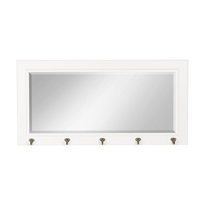 DesignOvation Kate and Laurel Pub Mirrors with 5 Metal Hooks, White - Image 1